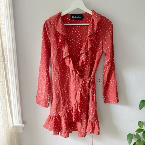 Réalisation Alexandra Red Star Print Silk Wrap Dress - Picture 5 of 11